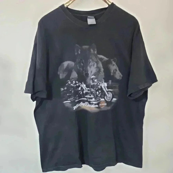 HARLEY-DAVIDSON  Vintage 1997& 2001 Lone Wolf Graphic tee. Size 2XL - Picture 4 of 8